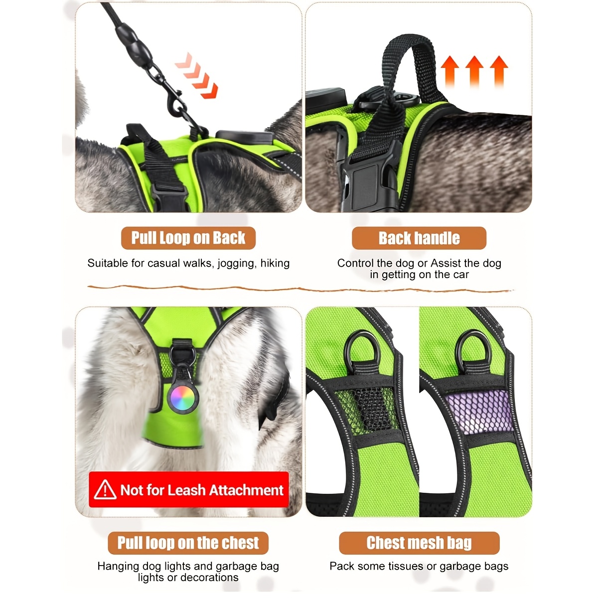 Light Up Dog Harness with LED Flashing Warning System - Rechargeable Suitable for Night Walking, 3 Lighting Modes & Flashing Alert, Oxford Cloth Harness for Low-Light Visibility, Machine Washable for Pet Travel and Nighttime - Image 5