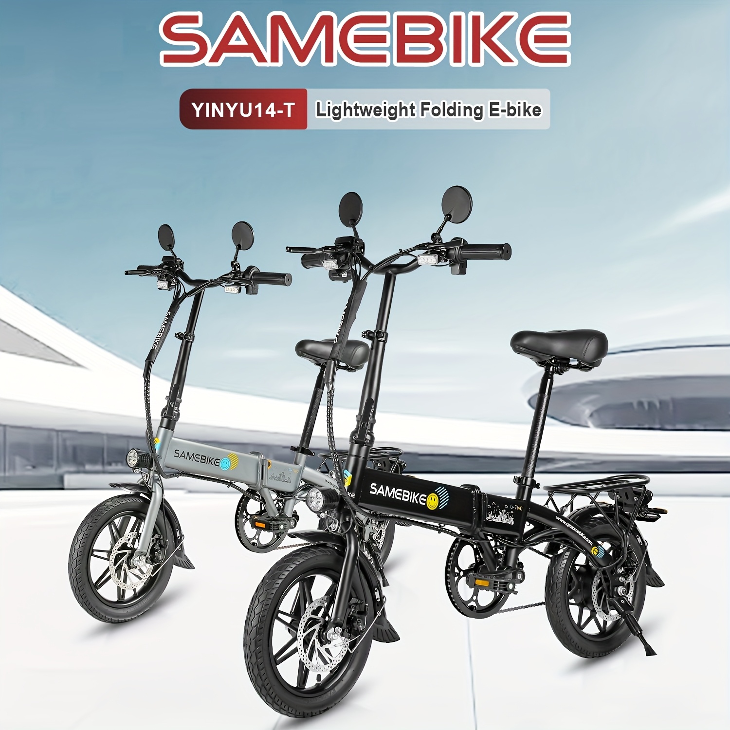 SAMEBike YU-14T Lichtgewicht Opvouwbare Elektrische Fiets, 36V 7.8AH, 25KM/U, Lange Bereik 64 Kilometer, Compact Ontwerp voor Woon-Werkverkeer, Winkelen, Campus & Reizen - Zwart, Uniseks, Woon-Werk E-Fiets | Stijlvol E-Fietsonderstel | Legeringsstaal Frame