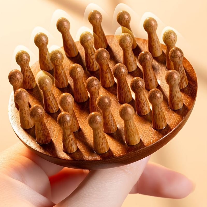 TEMU Peine de para masaje cabelludo y relajación de meridianos - Herramienta de cuidado capilar de madera de dientes para cabello normal, masajeador