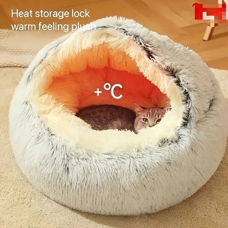 [Version Épaisse Améliorée 2.0] Lit pour Animaux de Compagnie en Forme de Coquille Semi-Fermé Chaud et Confortable pour l'Hiver - Exclusif pour Chiens et Chats, Nid d'Hiver Confortable et Fermé, Fabriqué en PP/Éponge Doux, Convient aux Petits Animaux (Chiens et Chats), Parfait pour Divers Scénarios