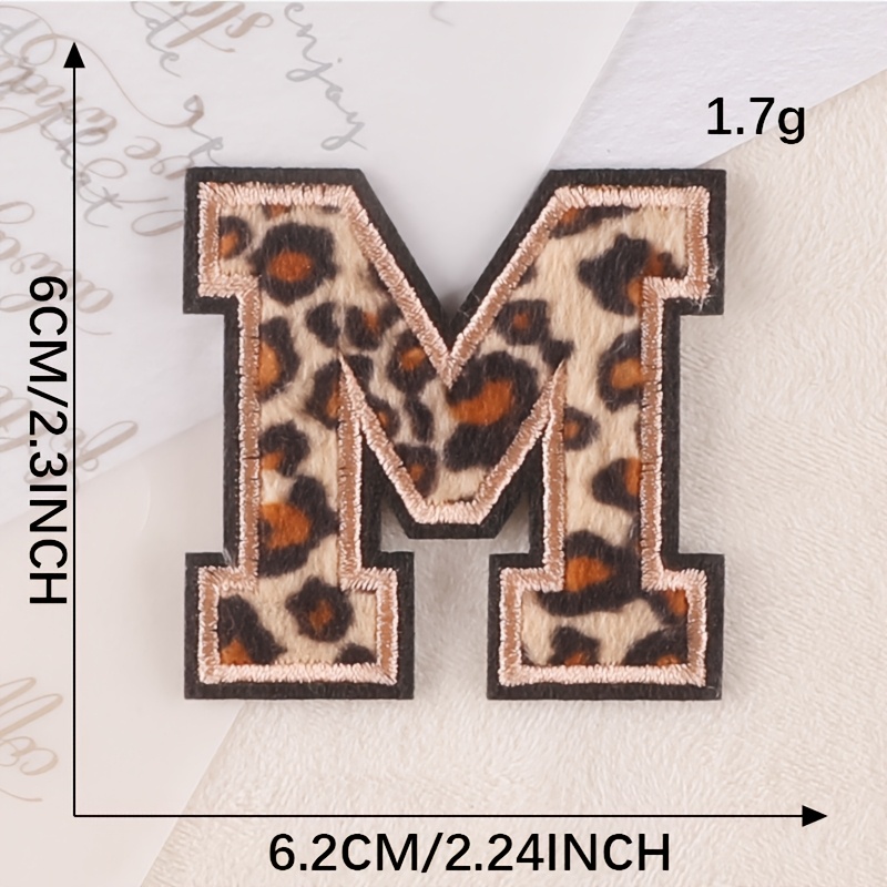 Flannel Iron-on Letter Patches, Embroidered Letter Patches, Suitable For Clothing, Dresses, Hats, Jeans, Shoes, Bags, Diy Materials, Leopard Print Style