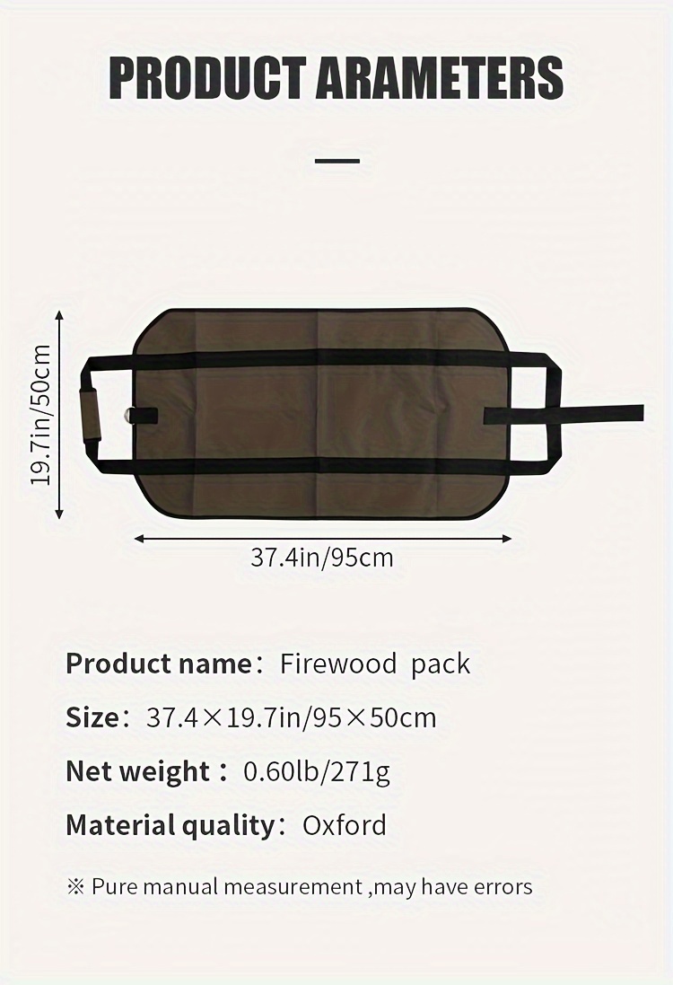   heavy duty firewood carrier bag 37 x20 waxed canvas tote for outdoor camping   pvc material details 1