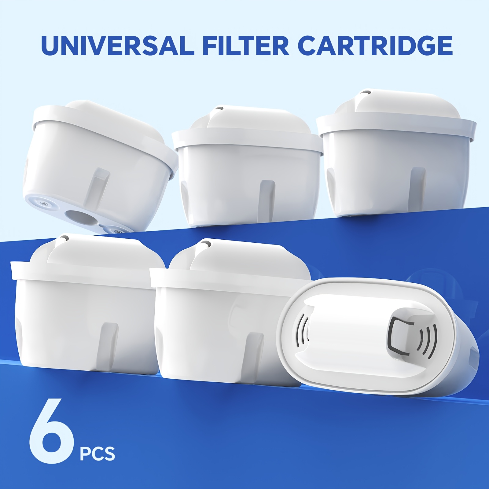 TEMU 6pcs Water Filter Pitcher Cartridge, Replacement Pitcher Water Filter Jug, Removes And Scale, Suitable For Home, Outdoor, Office, Use.
