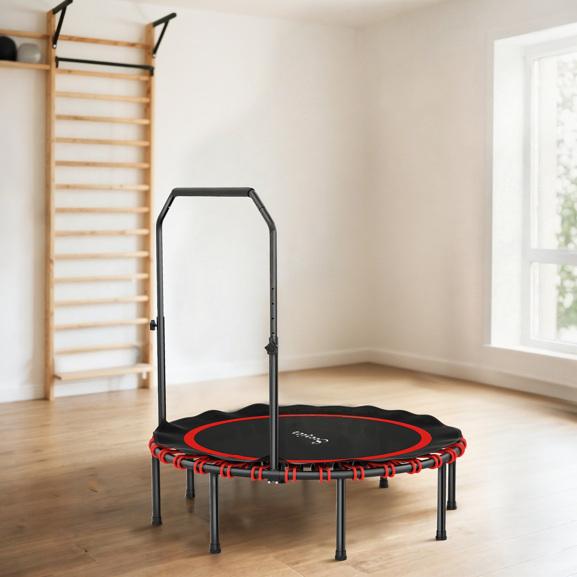 TEMU Trampoline rebondissant pliable Soozier de 48 pouces avec une poignée réglable sur hauteurs différentes
