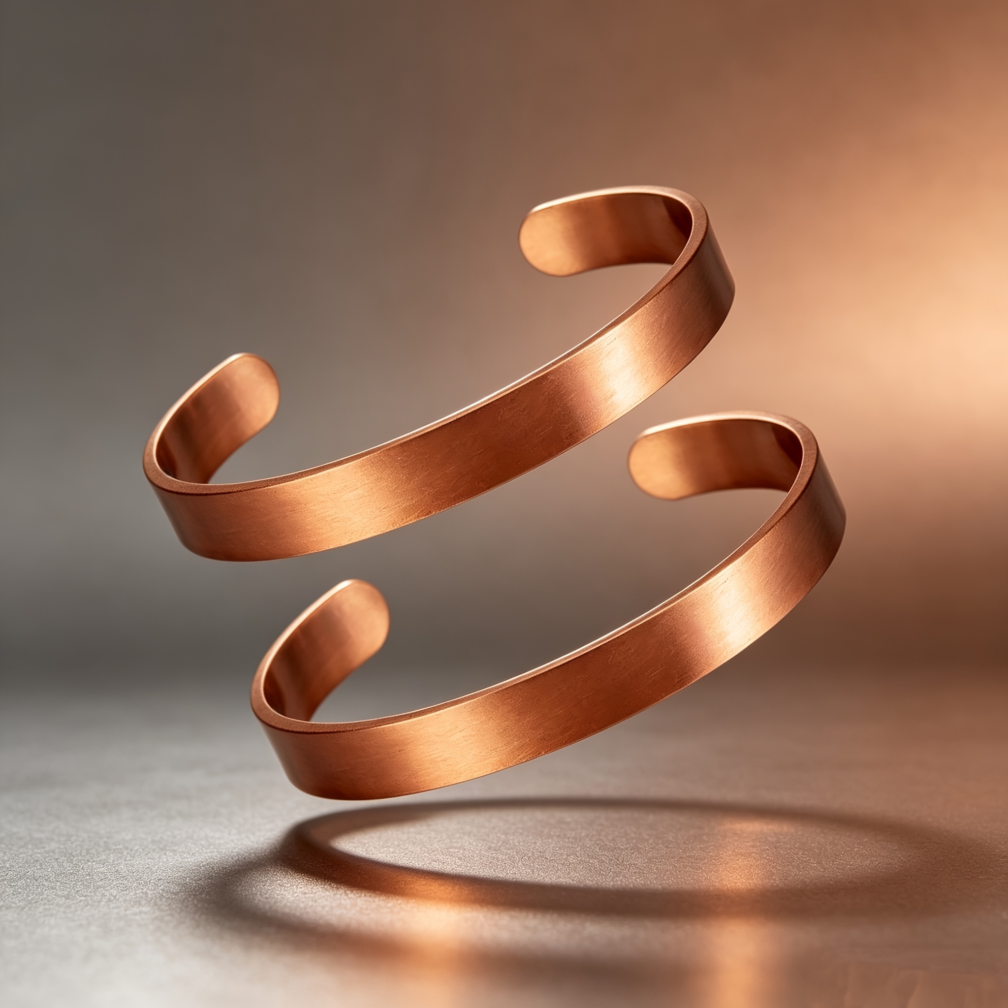 TEMU 2pcs Copper Bangle Set, Unisex Style, Wristband, Adjustable Vintage Style Wrist Accessory, Lightweight Polished Matte Surface Ornament, Ideal