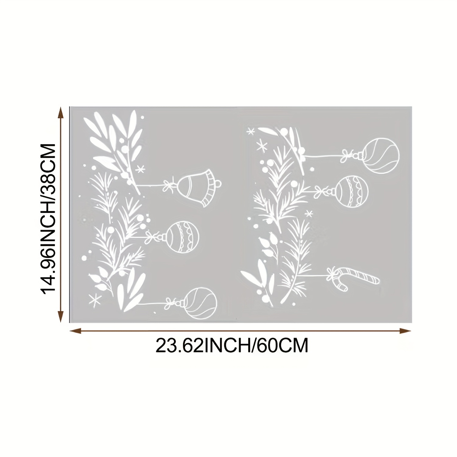 TEMU 1pc Winter Christmas Static Cling Film, Window Sticker With Pine Branch, Candy Cane, Ornament Ball, Bell, And Other Elements, Double-sided High-