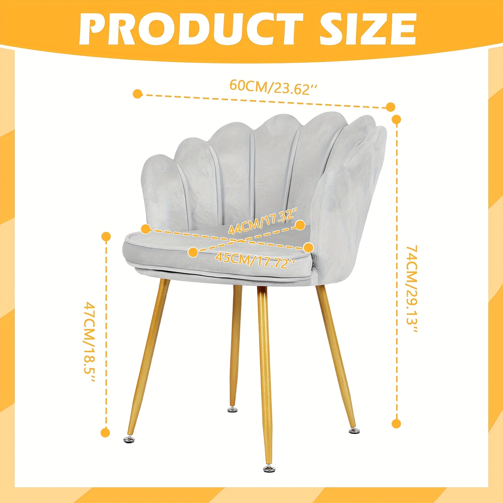 Image of Pink Girly Luxury Shell Chair With Golden Metal Legs - Soft Pink Velvet Seating Suitable For Bedroom, Dressing Room Or Living Room - Elegant Shell Shape Dress Chair, Easy Assembly ( Room, Women')
