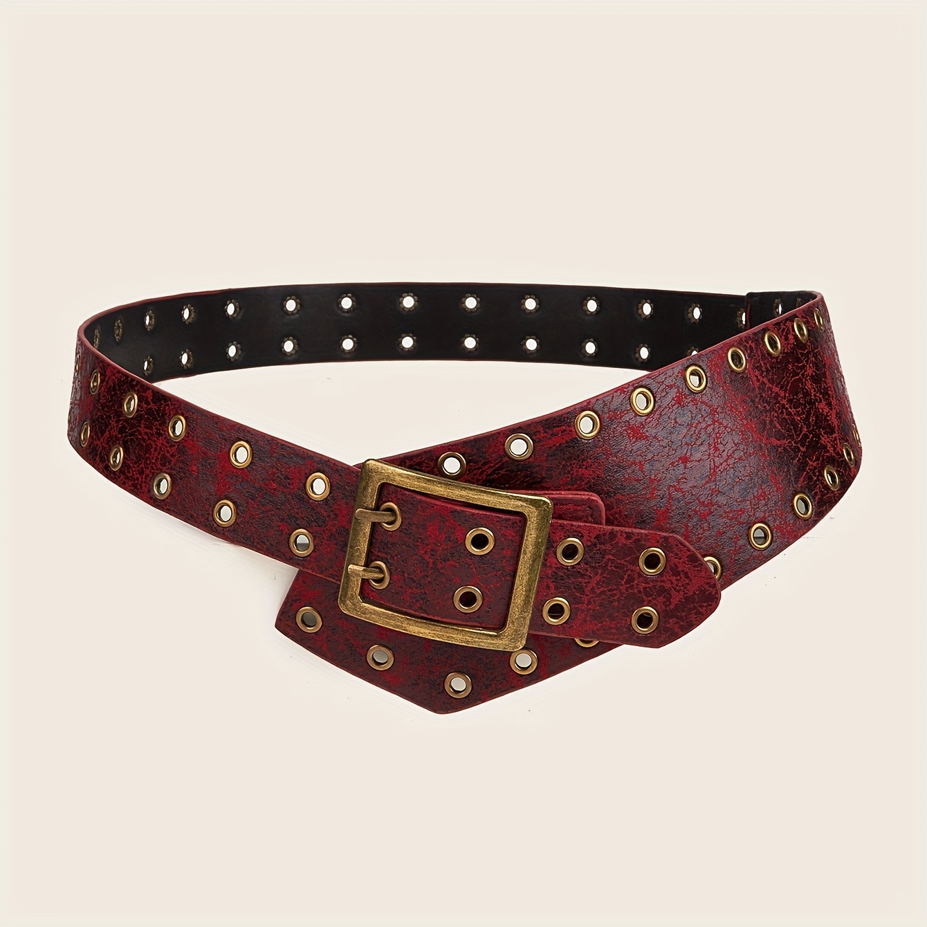 TEMU Ceinture pour femmes, design tendance, clous incrustés, patchwork, robe, pantalon, manteau applicables, géométriques contrastés, Noël