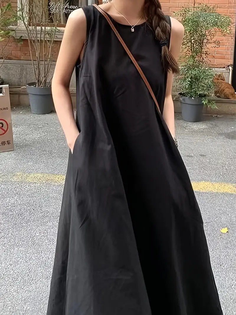 Women's Off-Shoulder Sleeveless Maxi Dress - Japanese Korean Style Beach Vacation Dress, Loose A-Line Solid Color Machine Washable * Wear, Beach Dresses * * Elegant Construction, Casual Wear, Travel ... Women's Off-Shoulder Sleeveless Maxi Dress - Japanese Korean Style Beach Vacation Dress, Loose A-Line Solid Color Machine Washable * Wear, Beach Dresses * * Elegant Construction, Casual Wear, Travel ...