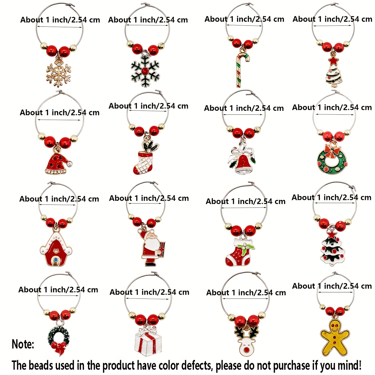 TEMU 16pcs Wine Glass Recognizer Wine Glass Ring Wine Glass Pendant Party Wine Glass Cup Hanging Decor Wine Glass Charms Christmas Themed Wine Glass