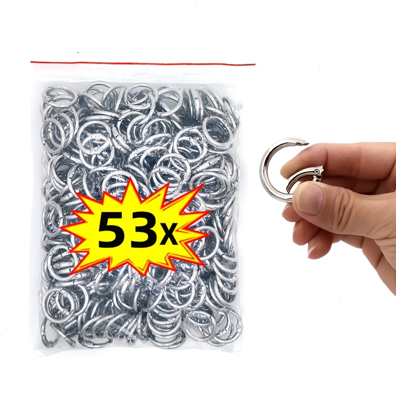 TEMU 53 pz Ganci a Molla Metallici con Anelli a O, Portachiavi Rotondi Apribili, Ganci a Clip per Borse, Ganci per Guinzagli per Animali Domestici,