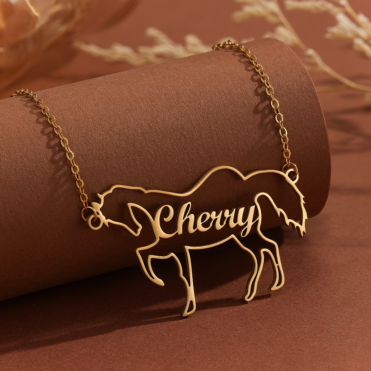 TEMU Collar Personalizado con de Caballo, Collar de Animales, Joyería Versátil y para Uso Diario, Regalo para Amantes de los Caballos (Solo Texto