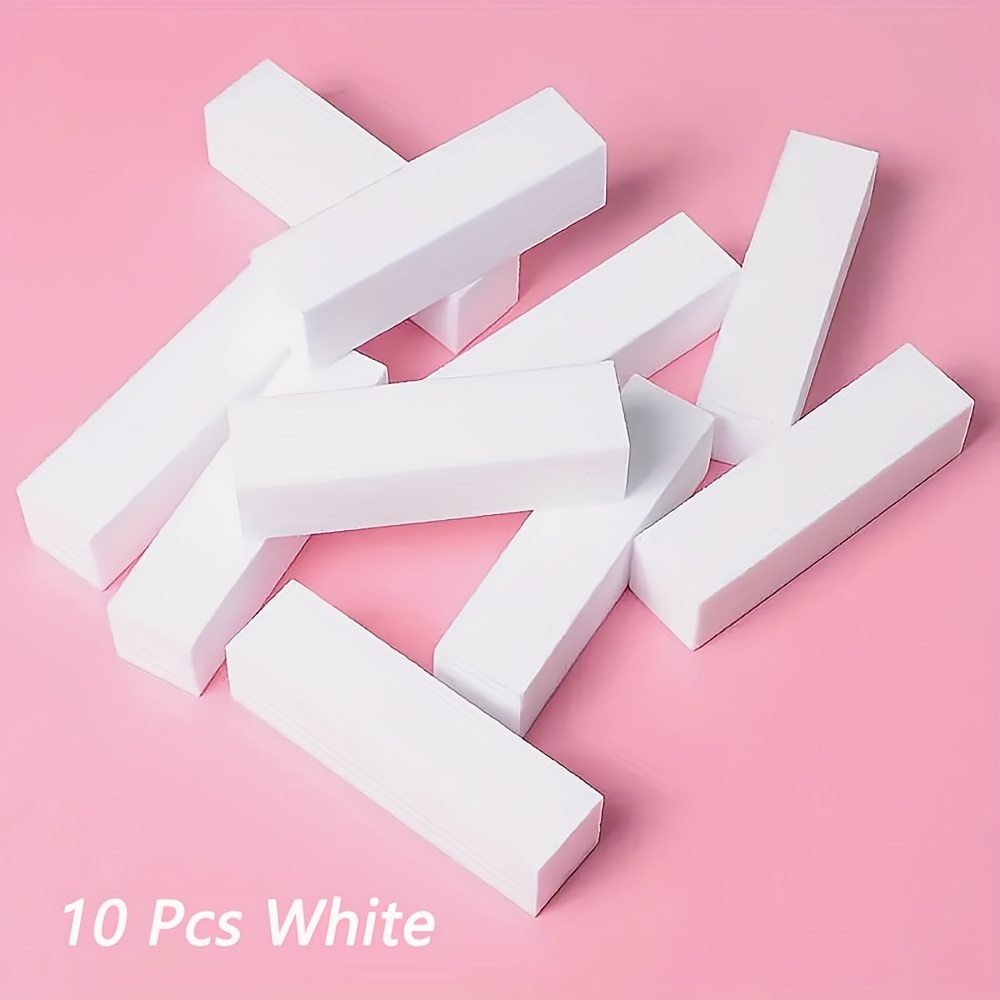 Image of 10pcs/pack Sponge Rectangular Block Nail File Product White Nail Tofu Block Nail File Tool Pedicure Portable Foot Therapy Device Suitable For Salon/barber Sho