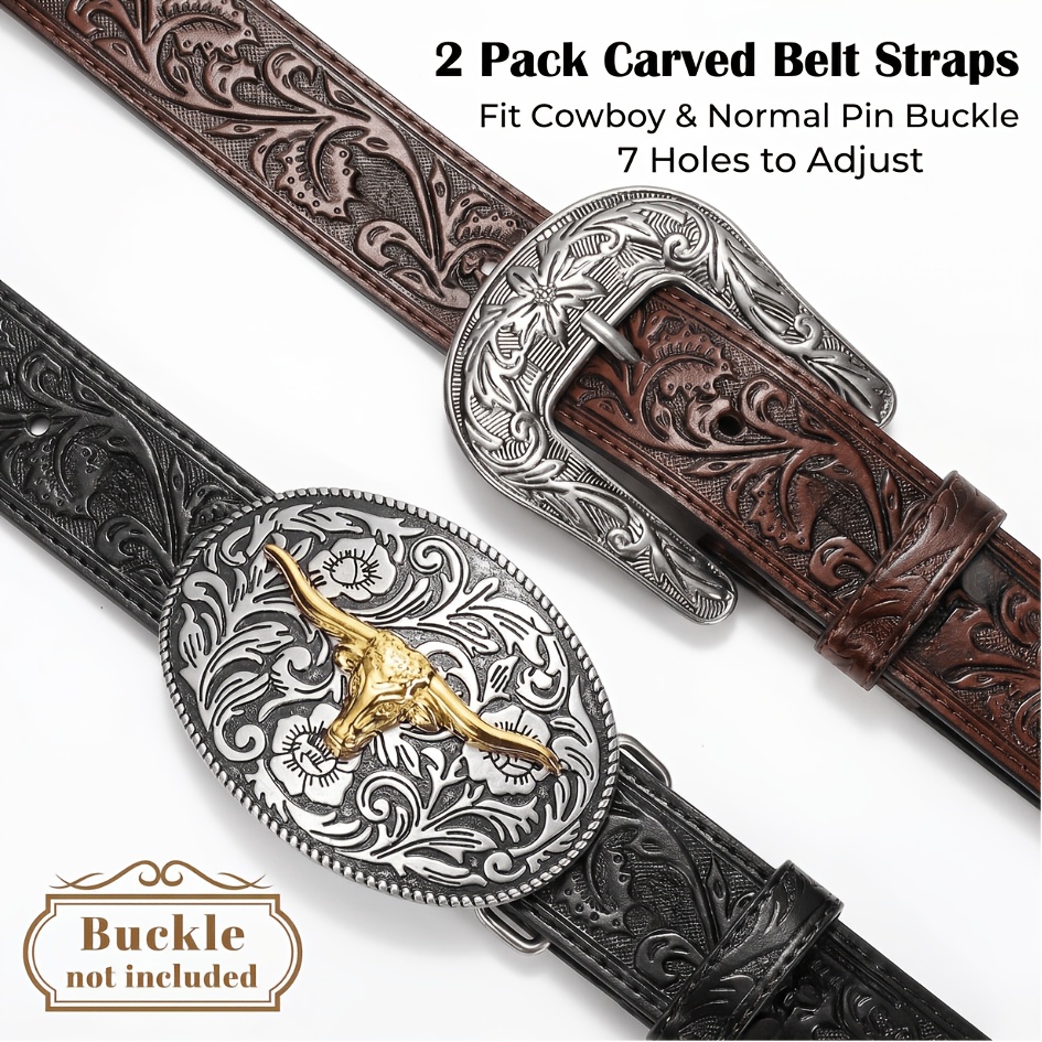 2pcs Western Cowboy Style Belt Body Without Buckle