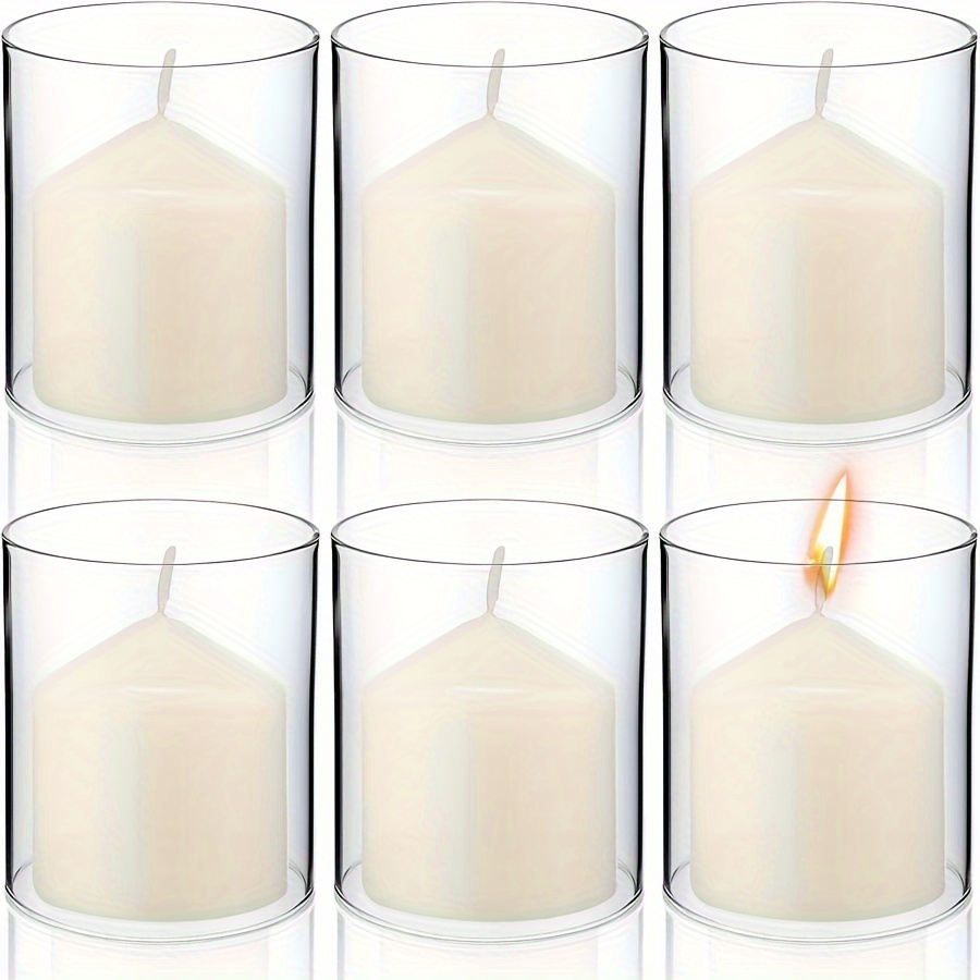 TEMU 6pcs Glass Cylinder Vase & Hurricane Candle Holder - Transparent Tall Cylinders Suitable For Floating/pillar Candles, Wedding Anniversary