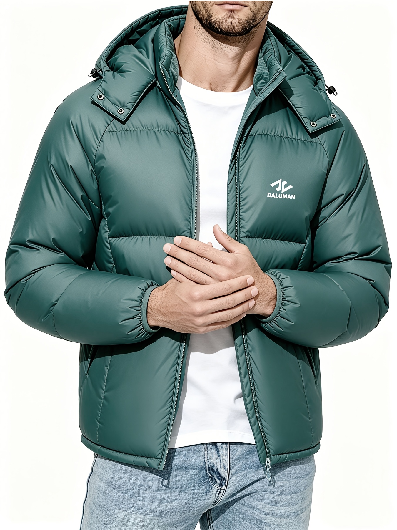 Men's Hooded Padded Jacket with Detachable Hood