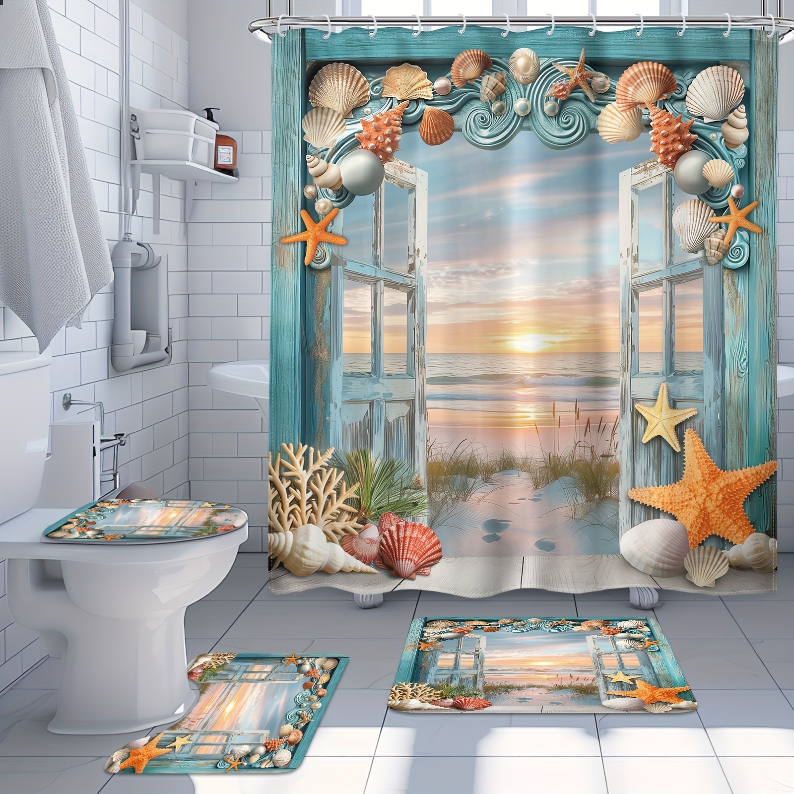 Beach Conch Shower Curtain, Holidays Mode, Nature, Bathroom Décor, 2024 Bathroom Textiles, Custom Shower Curtain, Home Decor, Ocean Lover, Gift