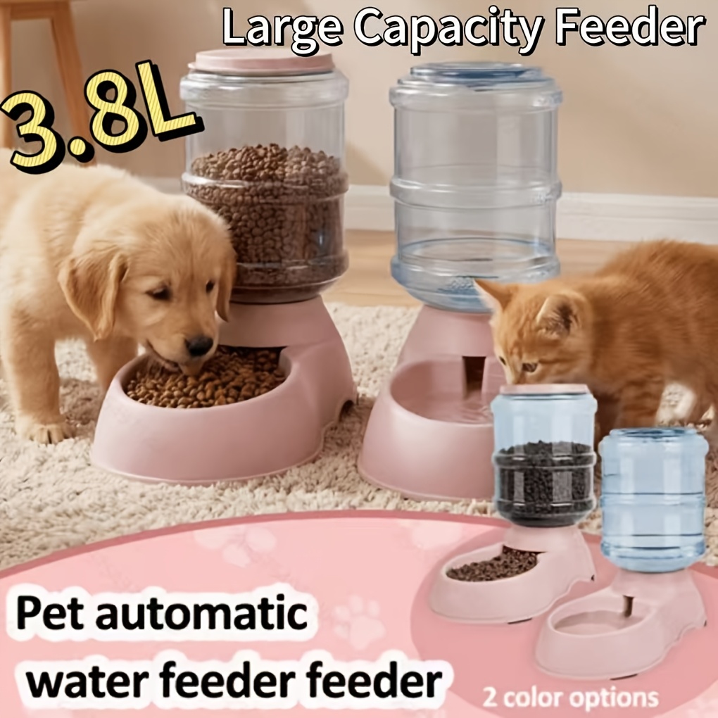 3 8l super large capacity automatic dog feeder and water dispenser suitable for small and medium sized pets gravity feeding   durable pp material no batteries required suitable for cats and dogs a   for gifts