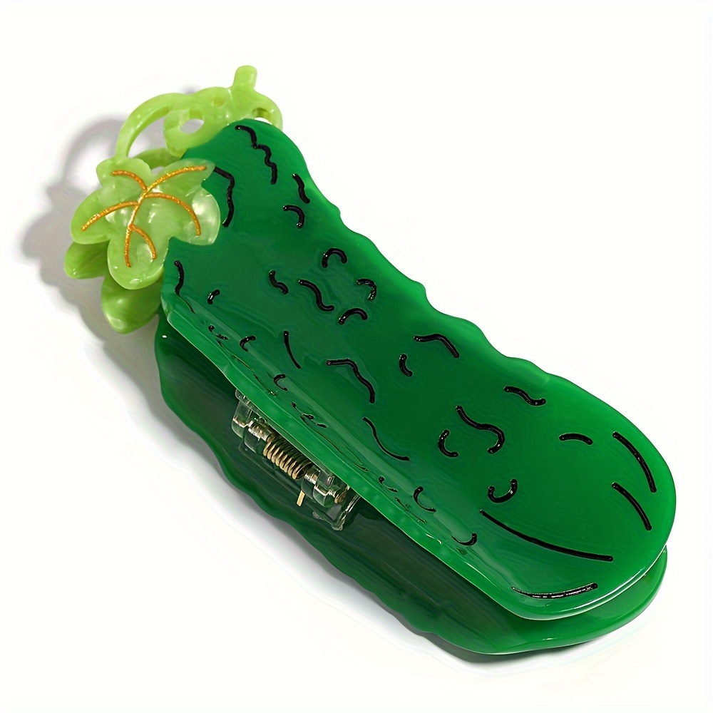 A Creative And Fashionable New Minimalist Fresh Vegetable Cucumber Acetate Hair Clip, Non-slip Grip Clip, Versatile For Daily Use, Suitable For, Autumn Fashion, Farmhouse Style