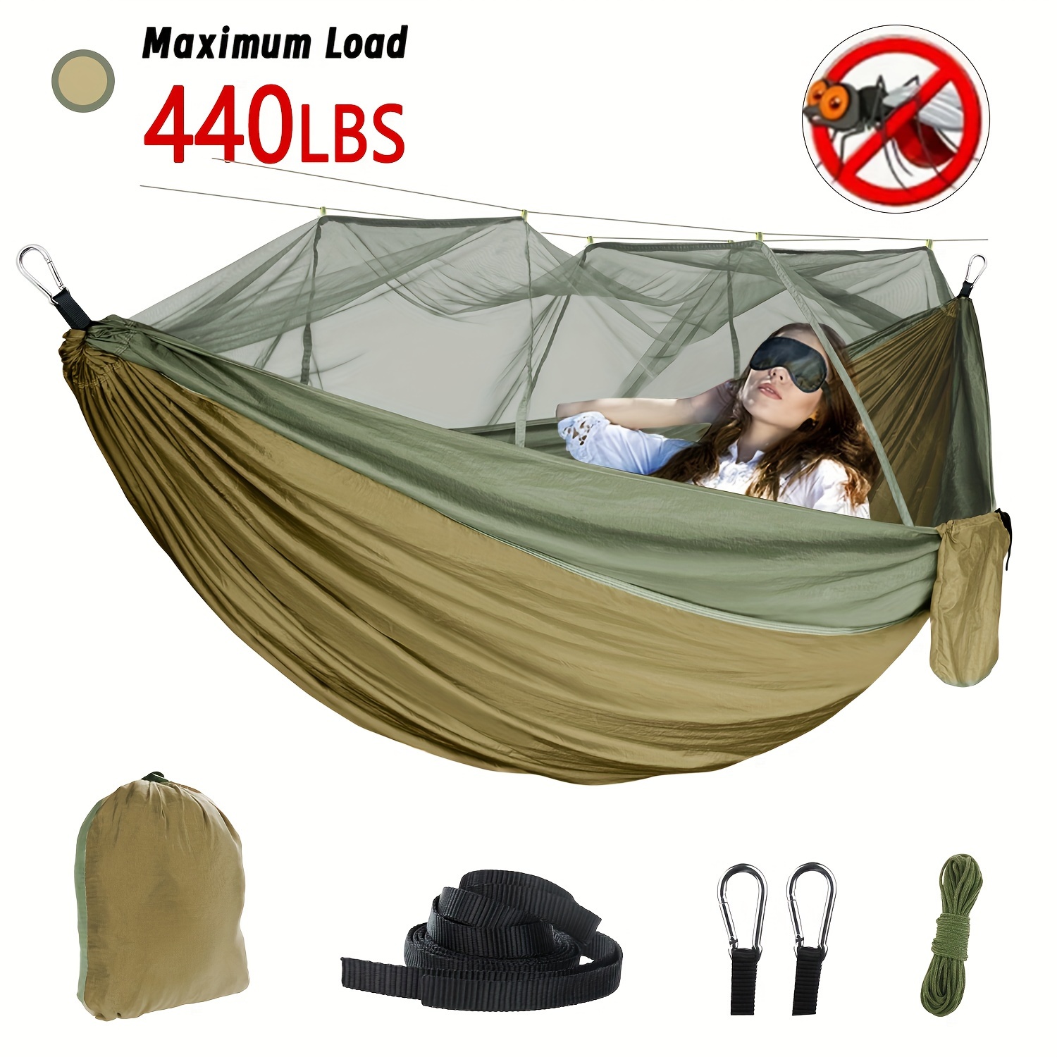 

1pc Camping - , To 440lbs, Portable Hammocks For , , , Camping, Backpacking, , , (102.36*55.12inch)