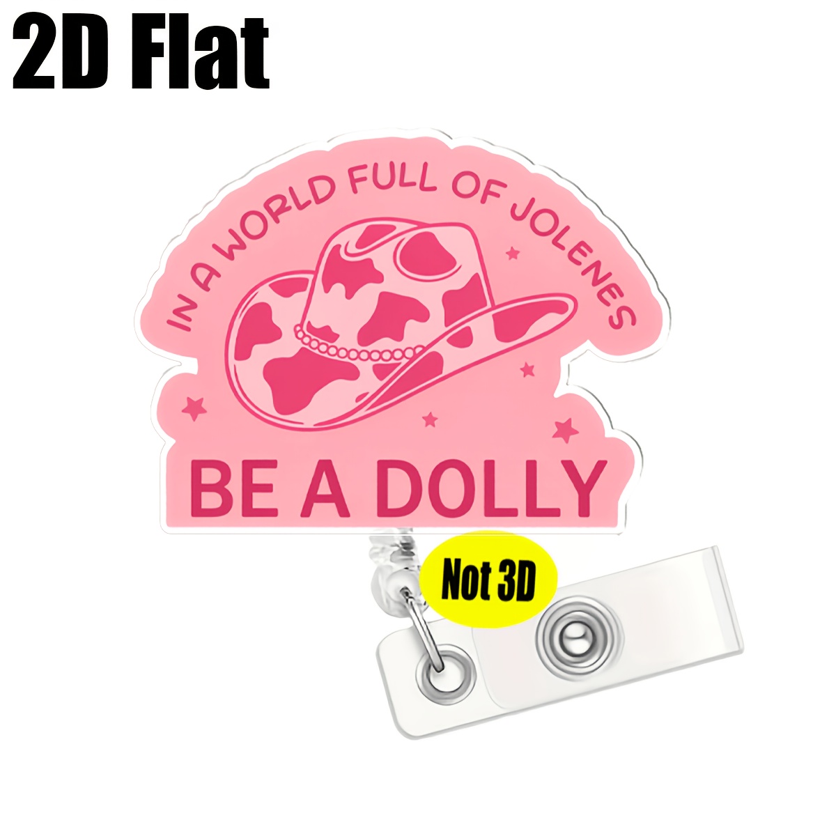 TEMU 2d 2d Flat Design Creative And Fun Badge Roll, 1pc, With A Lightweight Retractable Name Tag Lanyard With Waist Clip, Suitable For Nurses,