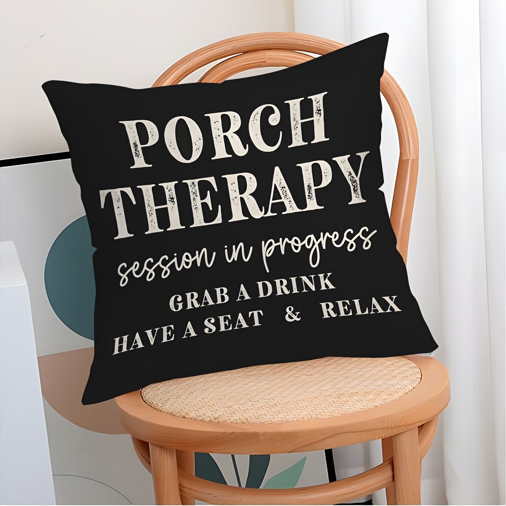 

1pc Farmhouse Pillowcases, Pillowcases, 45x45cm Porch Treatment Session In Progress. Black Outdoor Country Decoration Pillowcases, Cushion Covers For Party Porch, Bedroom, Living Room, Sofa Decoration