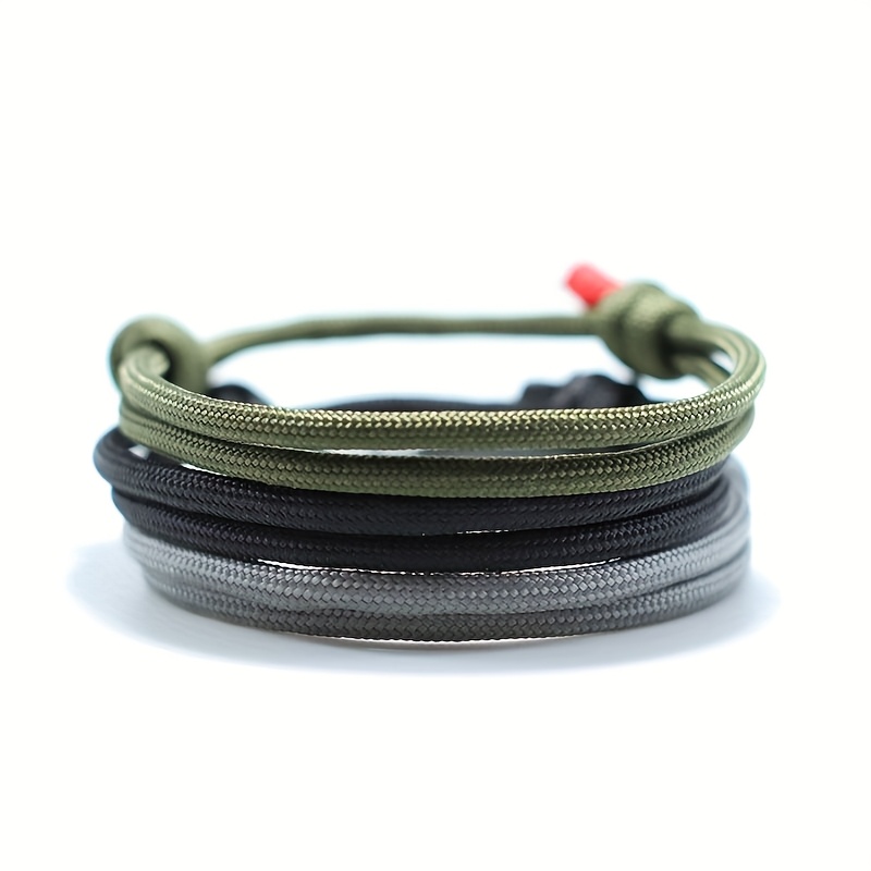 Image of Fashion 3pcs/set Handmade Paracord Rope Bracelet Men Adjustable Outdoor Climbing Cool Riding Hand Bracelet Casual Additions Boyfriend Bracelet
