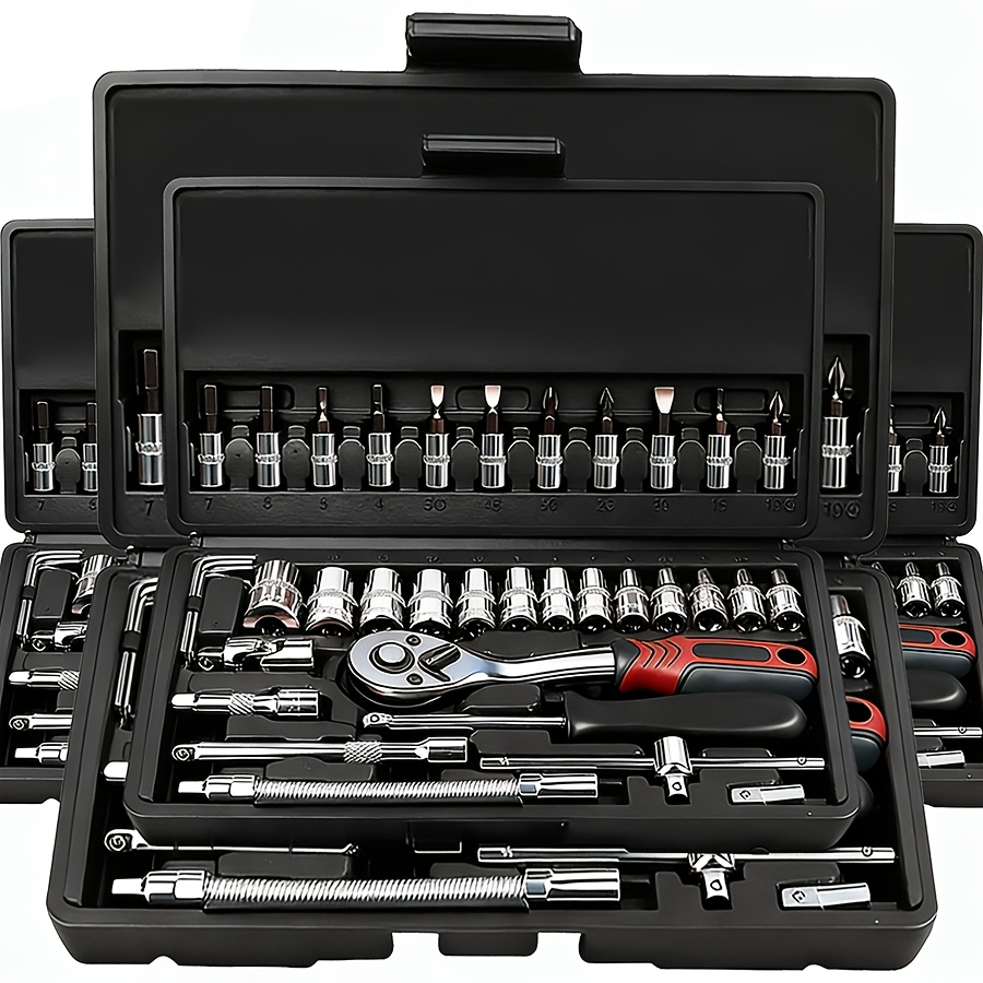 TEMU New ! New ! 6pcs Or 3pcs Sets Of Elbow-style Ratchet Wrenches Or 36pcss Tool Set, 72-tooth Rotating Wrenches, 1/4 Inch, 3/8 Inch, 1/2 Inch Drive