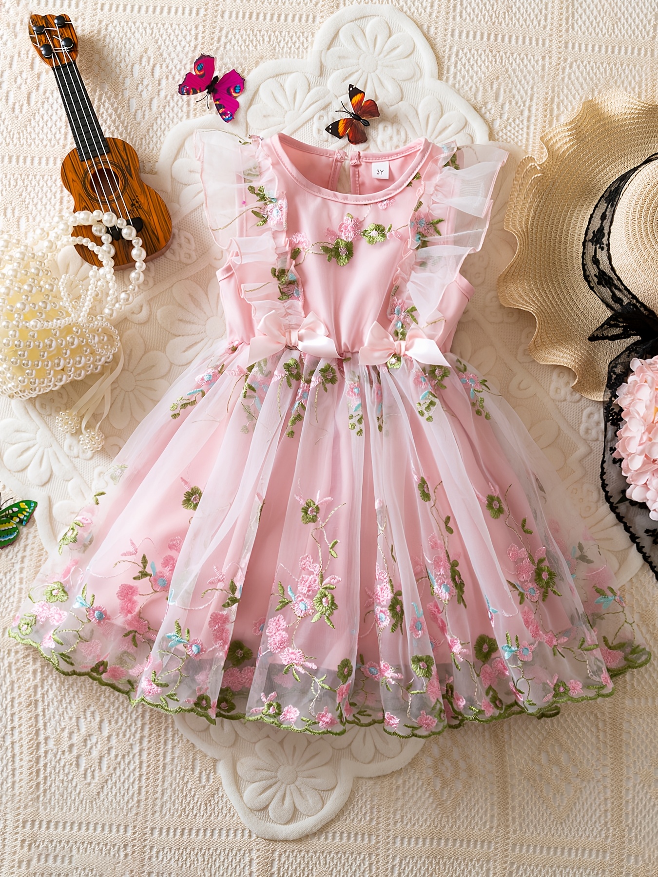 girls birthday dress sweet floral embroidered fairy dress - Temu Oman