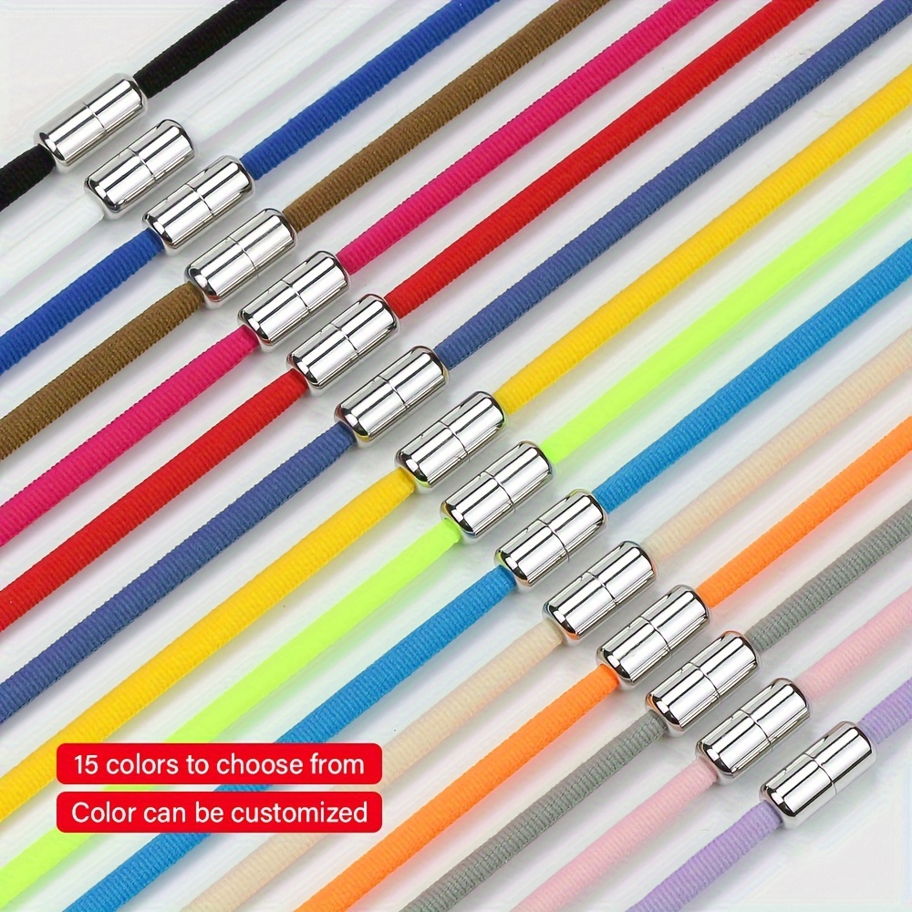 Easy Slip-On No-Tie Elastic Shoelaces with Metal Buckle - Quick Fasten, Machine Washable, Solid Color
