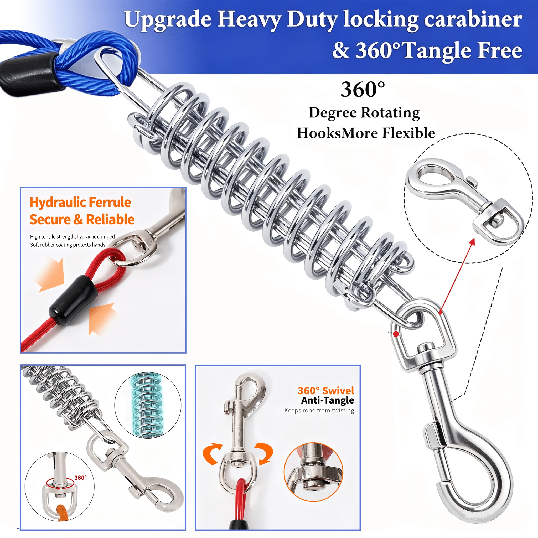 High-Quality Dog Leash with Shock-Absorbing Spring