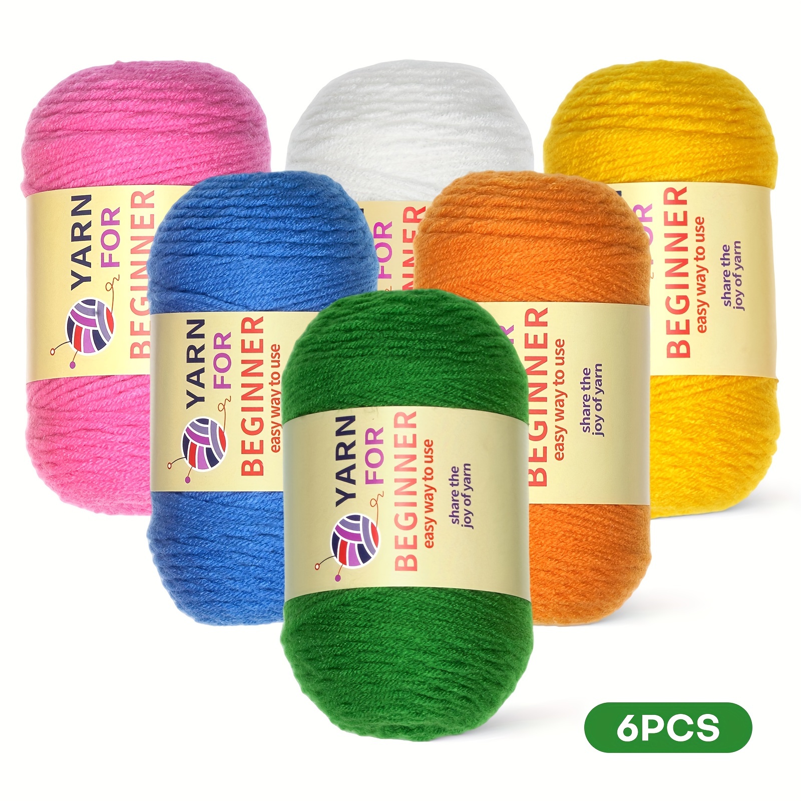 

6 Skeins Solid Color Acrylic Yarn - Soft & 4-ply Strands For Knitting, Crocheting, Blankets, Sweaters, Hats - Perfect Diy Crafts Set In 6 Vibrant Colors - Fade-resistant &