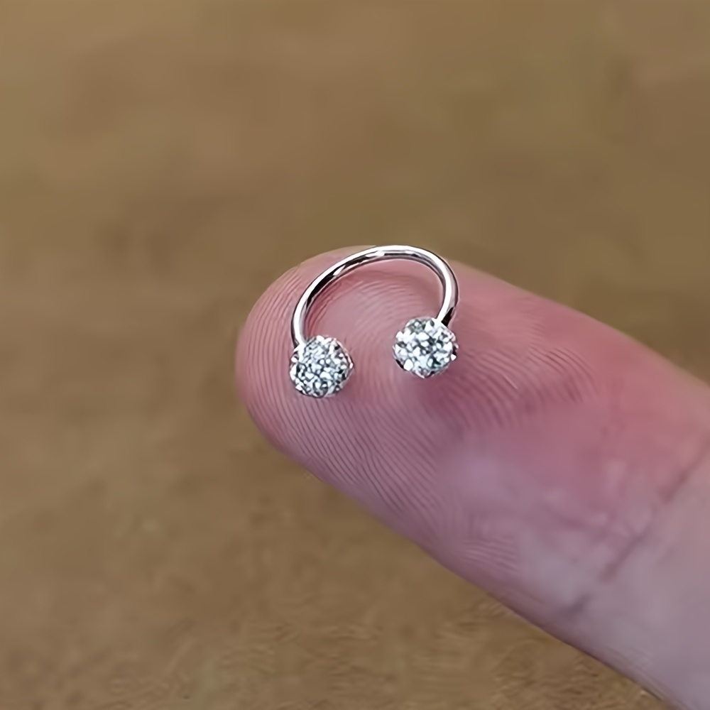 3pcs Stainless Steel Rhinestone Ball Earrings & Ear Bone Studs Set