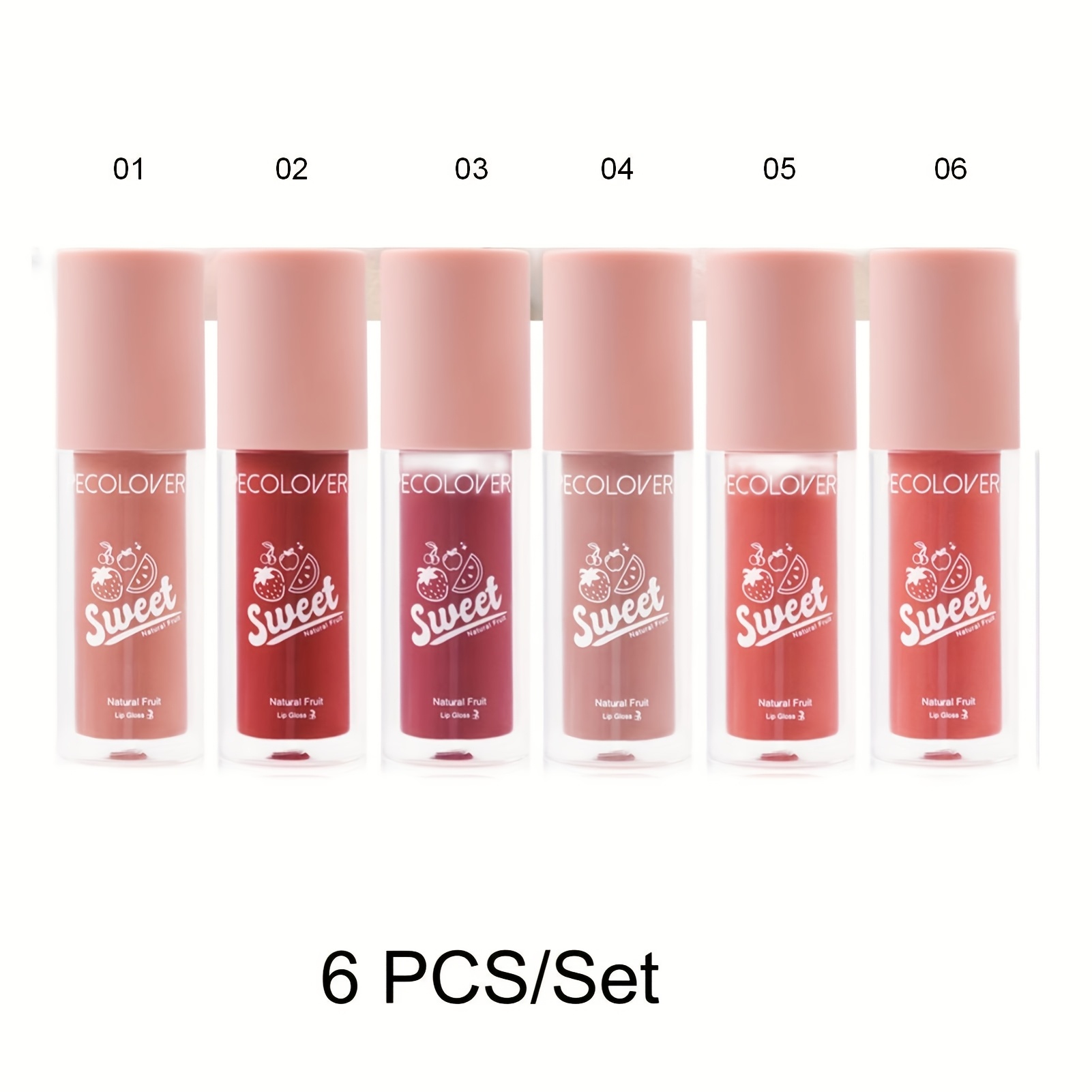 TEMU Valentine's Say 6pcs/set Moisturizing Liquid Lipstick Jelly Cherry Lip Gloss Non Cup Lip Tint Lips Makeup