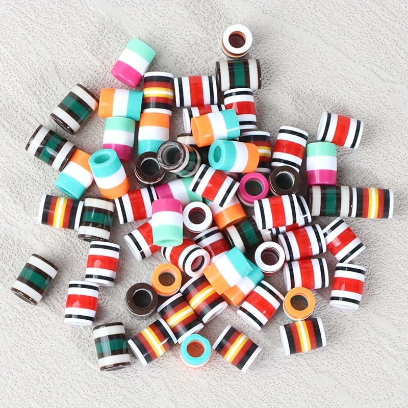 Image of 50pcs 10 X 13mm Colorful Resin Cord End Beads - Large Hole Plastic Rope Ends For Hoodie Strings, Pants Drawcords, Shoelaces & Clothing Additions, Christmas New Year Gift