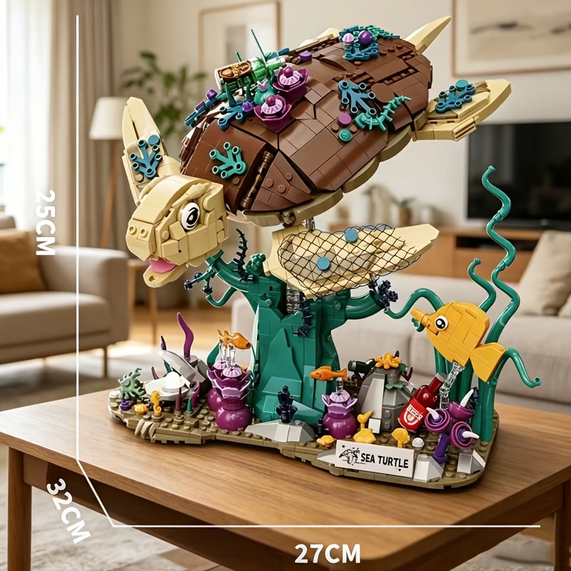 Submarine Sea Turtle Assembly Block Set with Coral Base