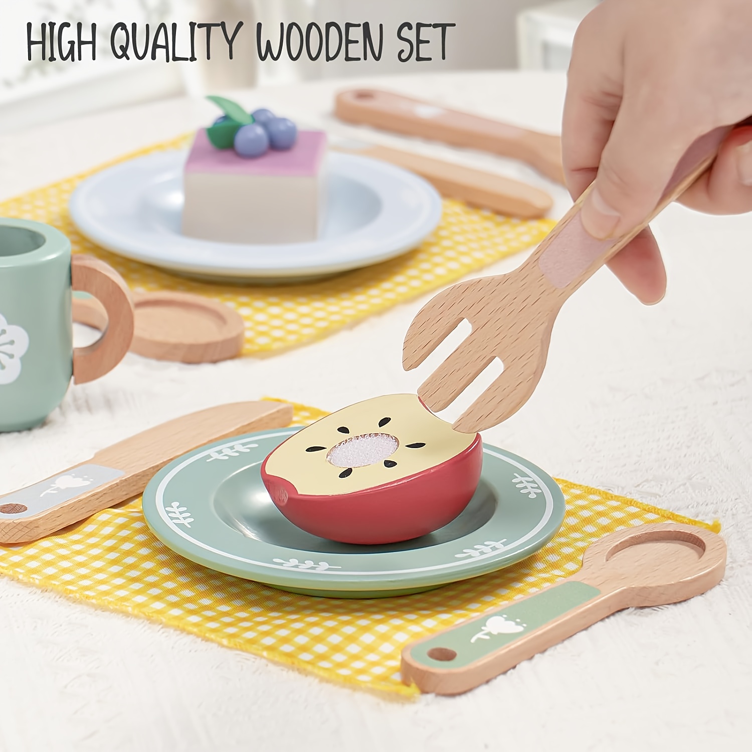 Juego De Té De Madera Para Niñas Y Niños – Vajilla Educativa Y De Simulación Con Tetera, Tazas, Galletas Y Bandeja, Juguete De Rol Para Cocina Preescolar, Regalo De 3 A 8 Años