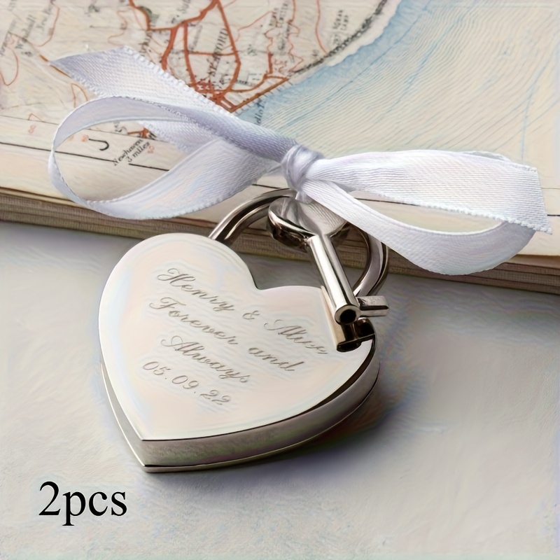 Custom Heart-Shaped Wedding Locks, Engrave Names & Dates