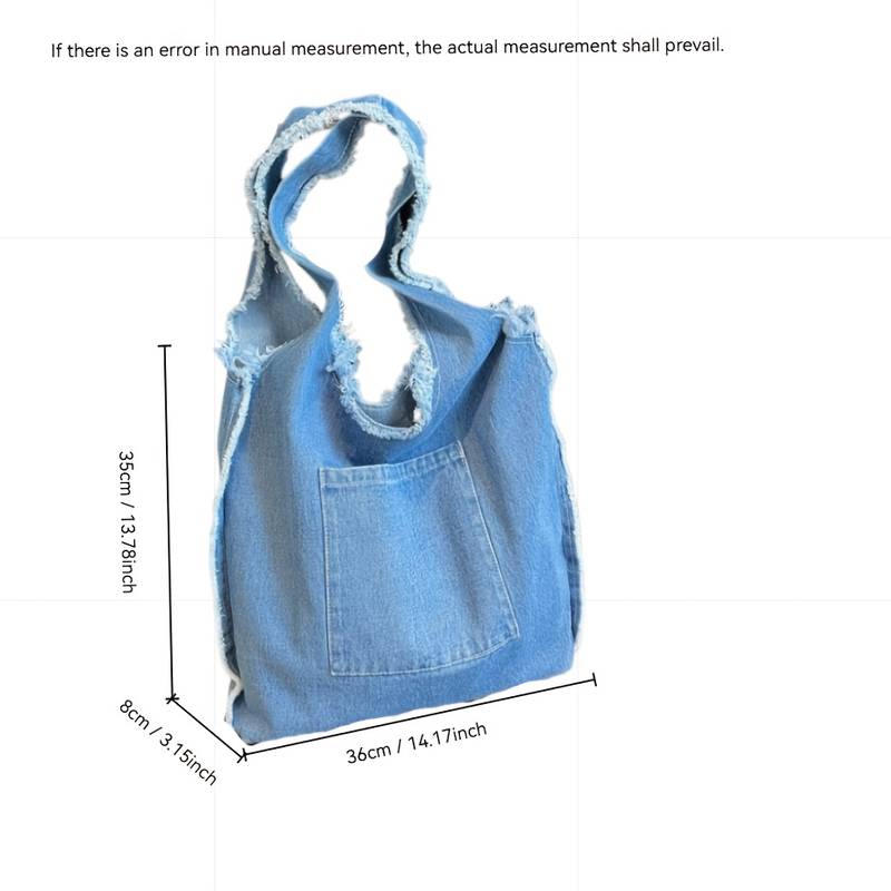 Borsa A Tracolla Donna In Denim, Tote Bag Hobo, 41x11x31 Cm, Capiente E Versatile Per Lavoro, Scuola, Viaggi, Shopping