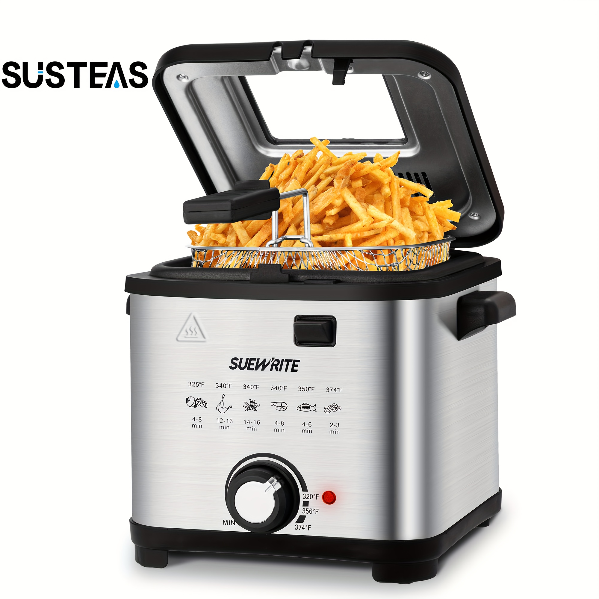

Susteas Electric Deep Fryer, 1.5 Liters/1.6 Qt. Oil Capacity, Small Deep Fryer With Basket For Home Use, Cool Touch Sides Easy To Clean, Nonstick Basket