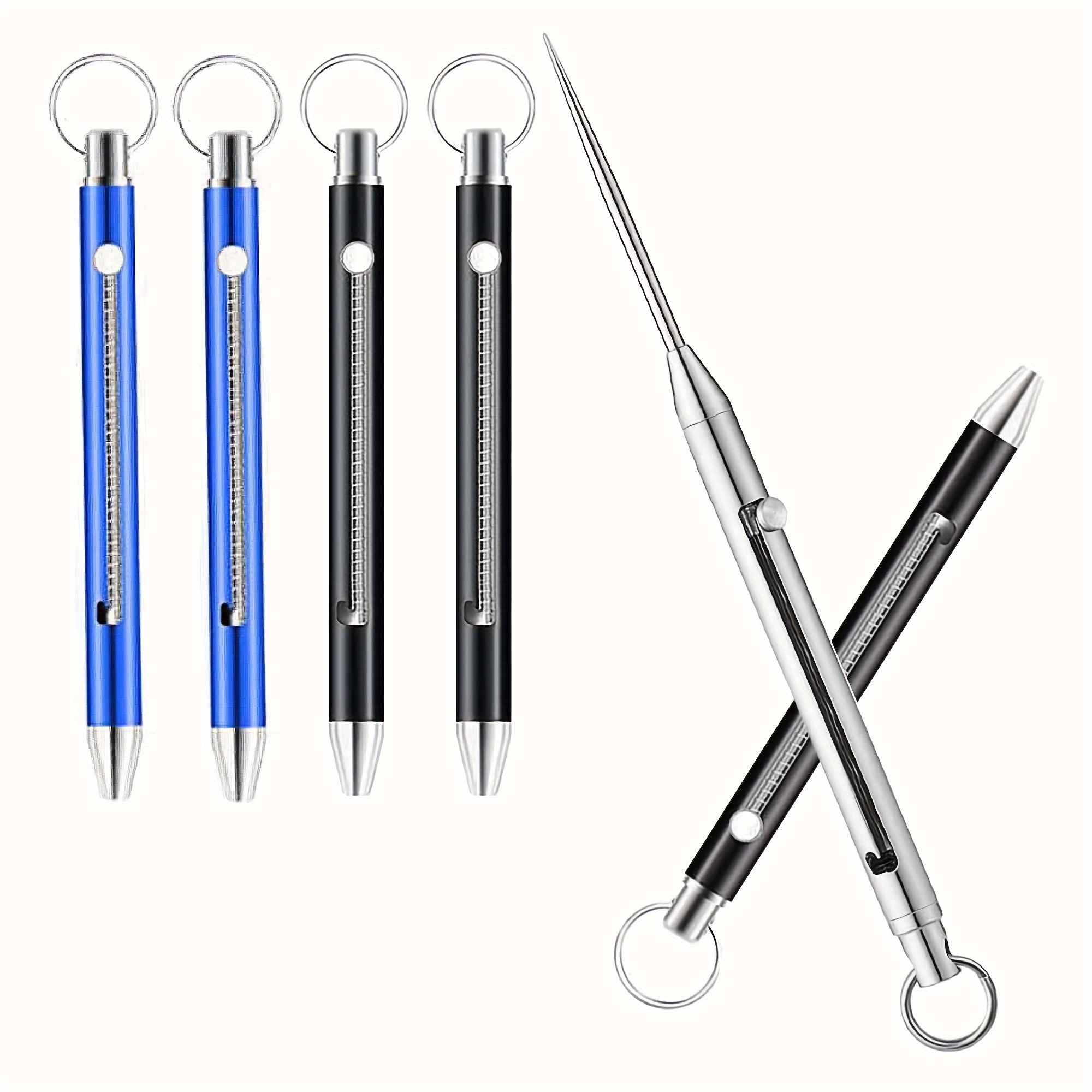 

Multi-use, Portable Titanium Retractable Set With Key Ring - Reusable Metal Dental Cleaning Tool For Camping And Travel