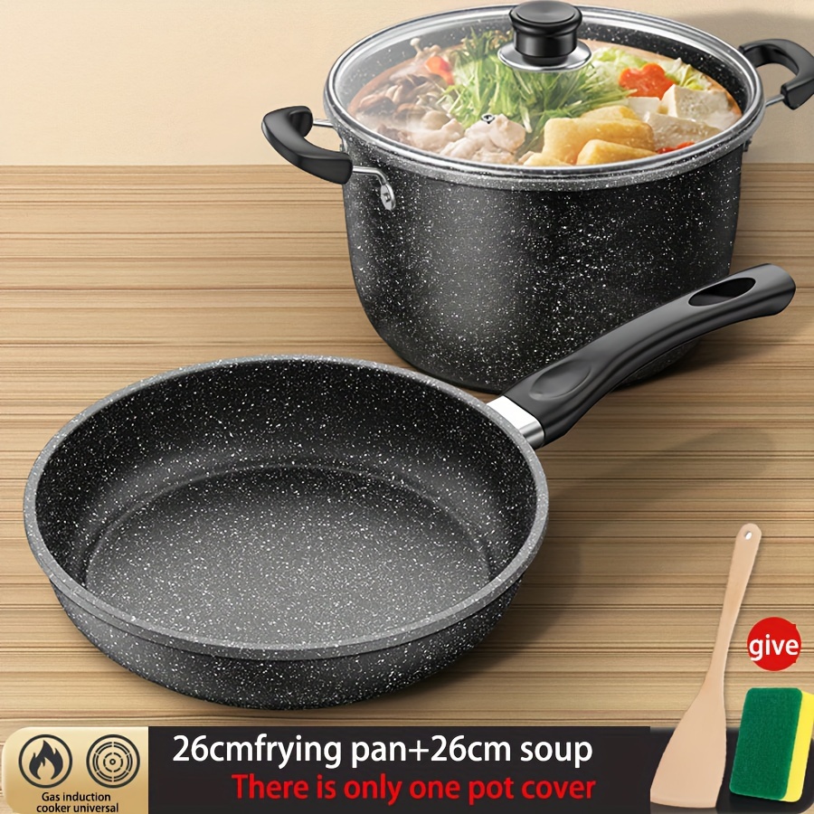 3pcs non stick   set with lids   soup frying wok pans for versatile kitchen use details 0