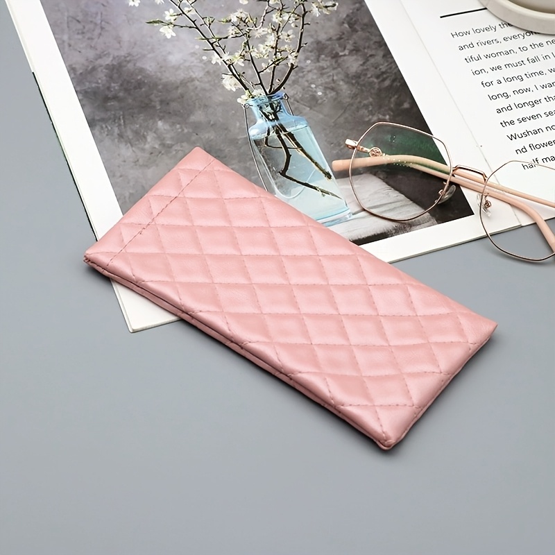 premium pu leather eyeglass case women quilted compact Temu