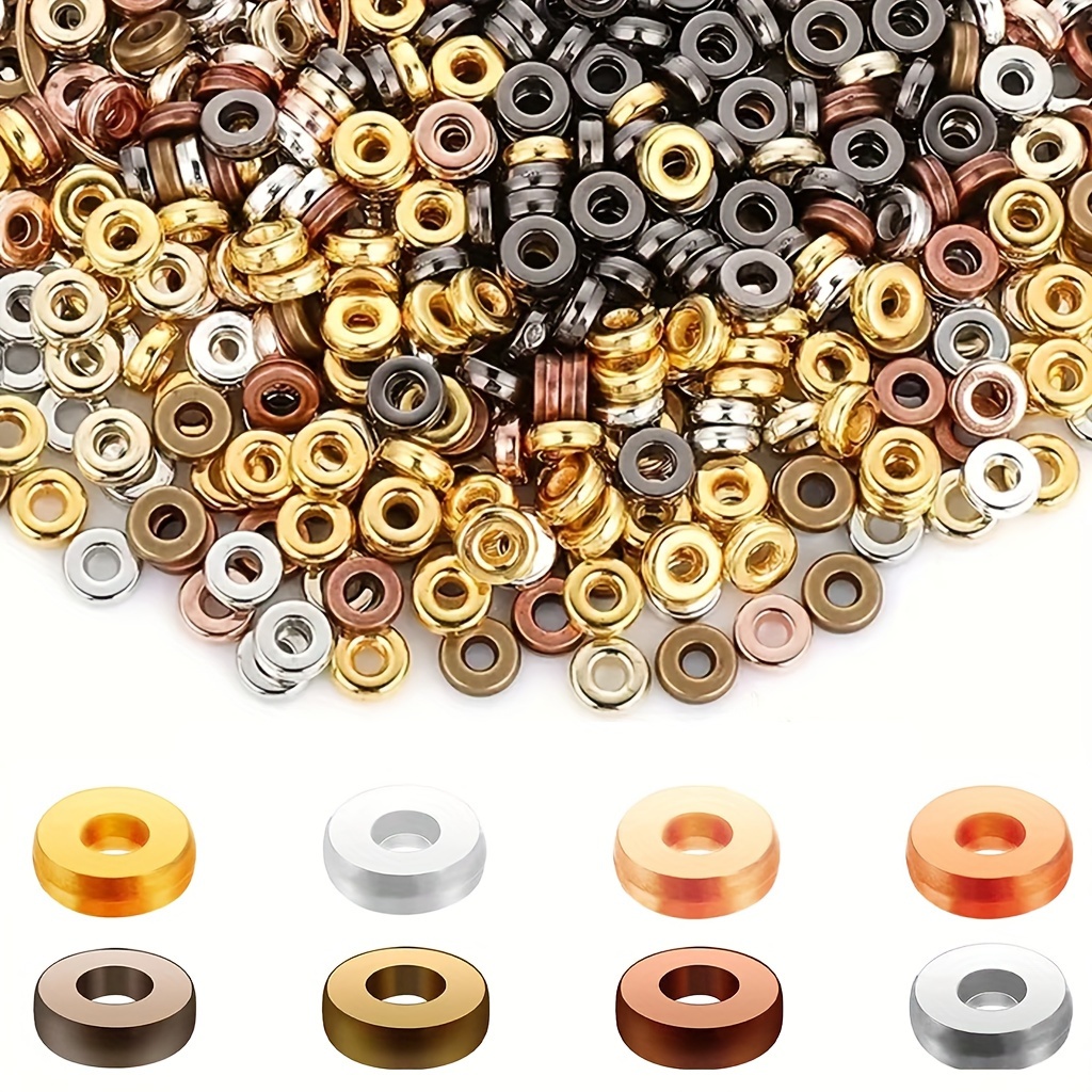 

500pcs 6mm Smooth Ccb Beads Set - Flat Round, Assorted Metal Disc Washers For Making, Bracelets & Necklaces Craft Supplies