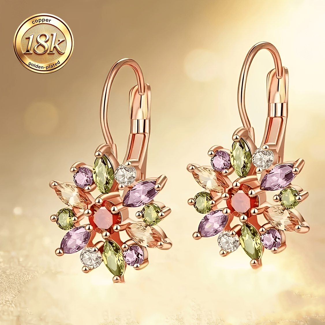 TEMU 1 Paire de Clips de Boucles d'Oreilles de Neige Colorés Hypoallergéniques de Haute Qualité Plaqué Or , Faible Allergie, Boucles d'Oreilles Clous