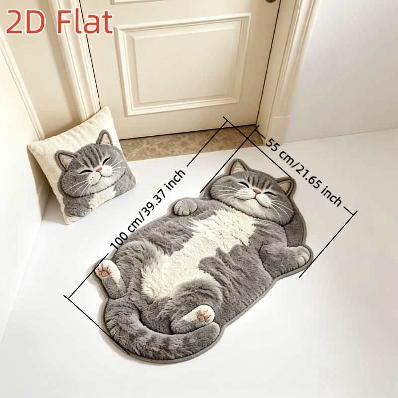 TEMU 900G+9Mm [2D Flat] 3D e , pelo corto, simulazione di animali domestici carini, gatto grigio British Shorthair reclinabile per camera da letto,