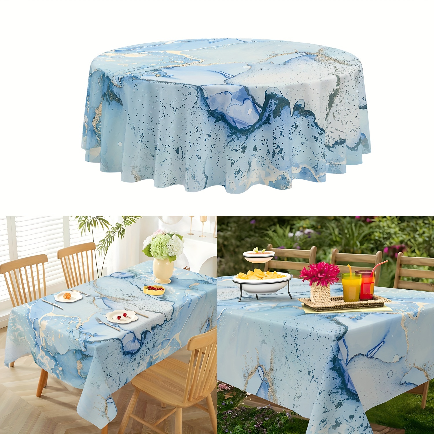 

Marble Tablecloth - Stain & Waterproof, Spring/summer Dining, Parties & Weddings, Polyester Rectangle Cover