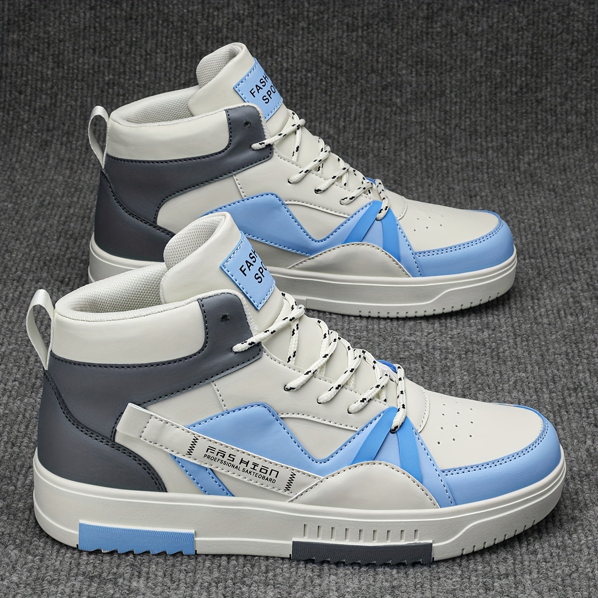 Men's High-Top Running Shoes - Fashion Sports & Outdoor Sneakers with Graphic Letter Print, Stability Pronation, Lightweight, Lace-up Closure, PU Upper, Fabric Inner, EVA Sole - Comfortable for Casual Street Style, Hiking, All Seasons