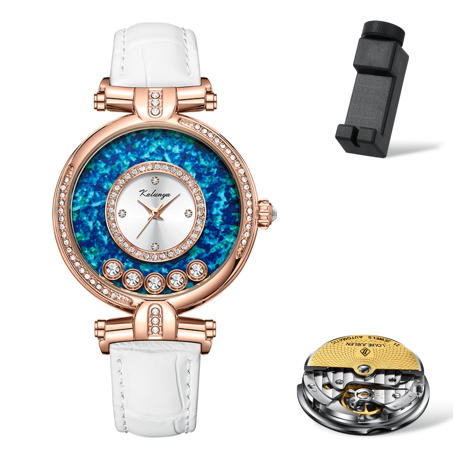 Rose- Background Ladies Fashion Watch - Elegant Case With Stopwatch And Date Display, Stylish Dress Watch, Suitable For Daily/casual/office Occasions