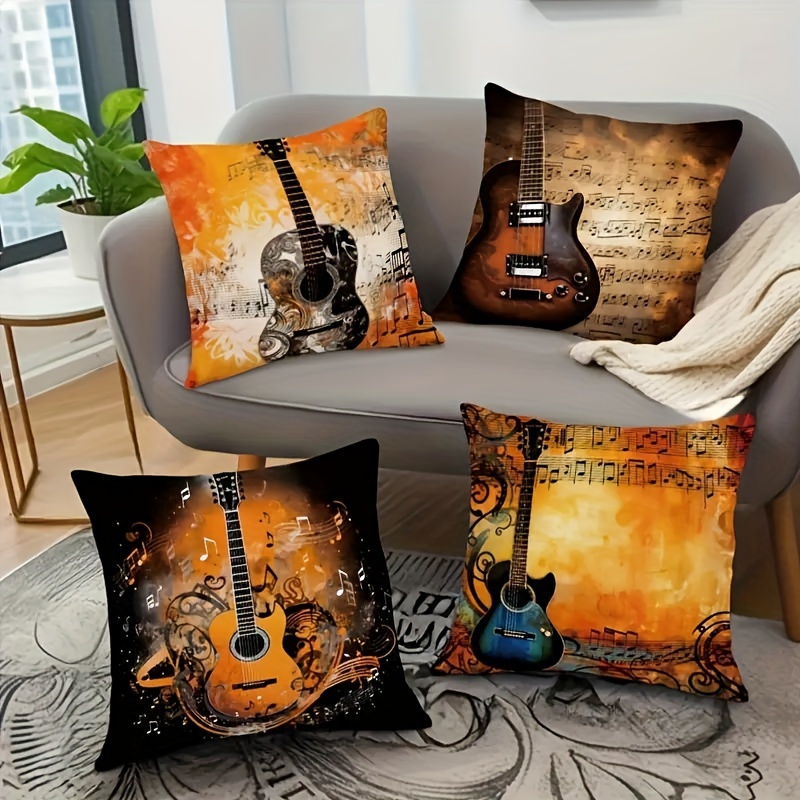 

4pcs Guitar - Zippered Polyester For Sofa, Bed, Car & - ,